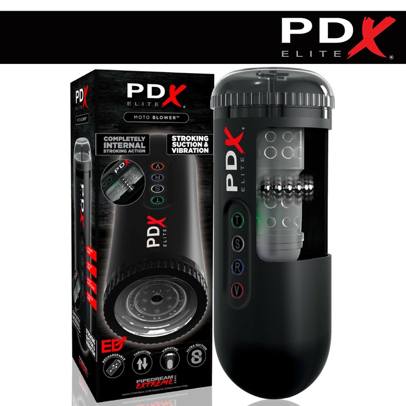 PDX Elite Deluxe Motorcycle Blower Thrusting Speed Blowjob Penis Masturbator Men Toy