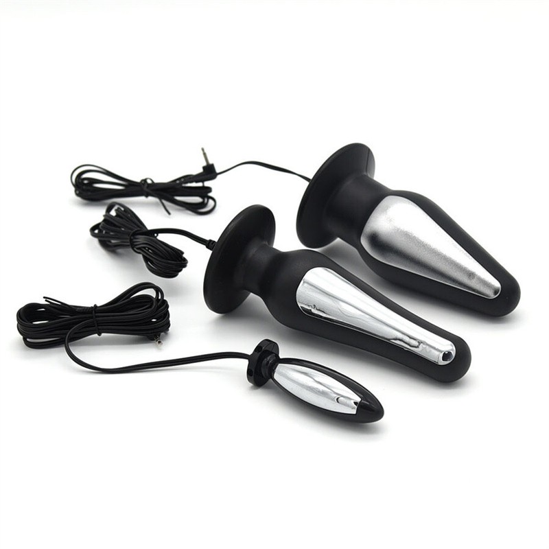 Electro E-Stim S-hock Therapy Device Kit Male Penis Enhancer Stainless Anal Plug gallery