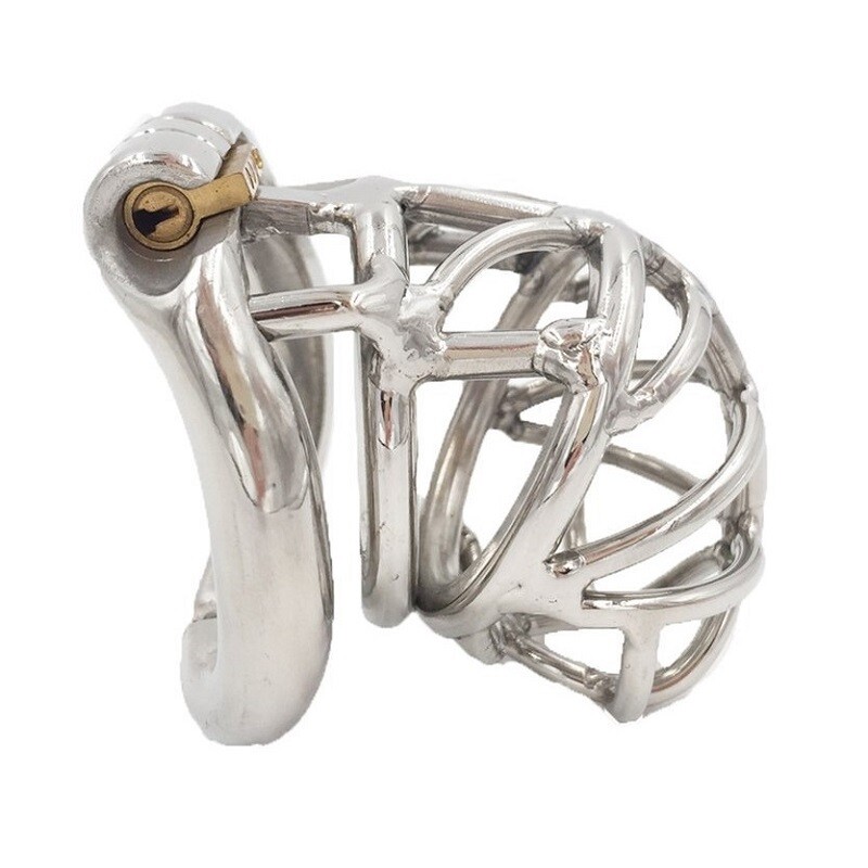 Stainless Steel Male Chastity Device Short Cock Cage Metal Lock Penis Ring S151