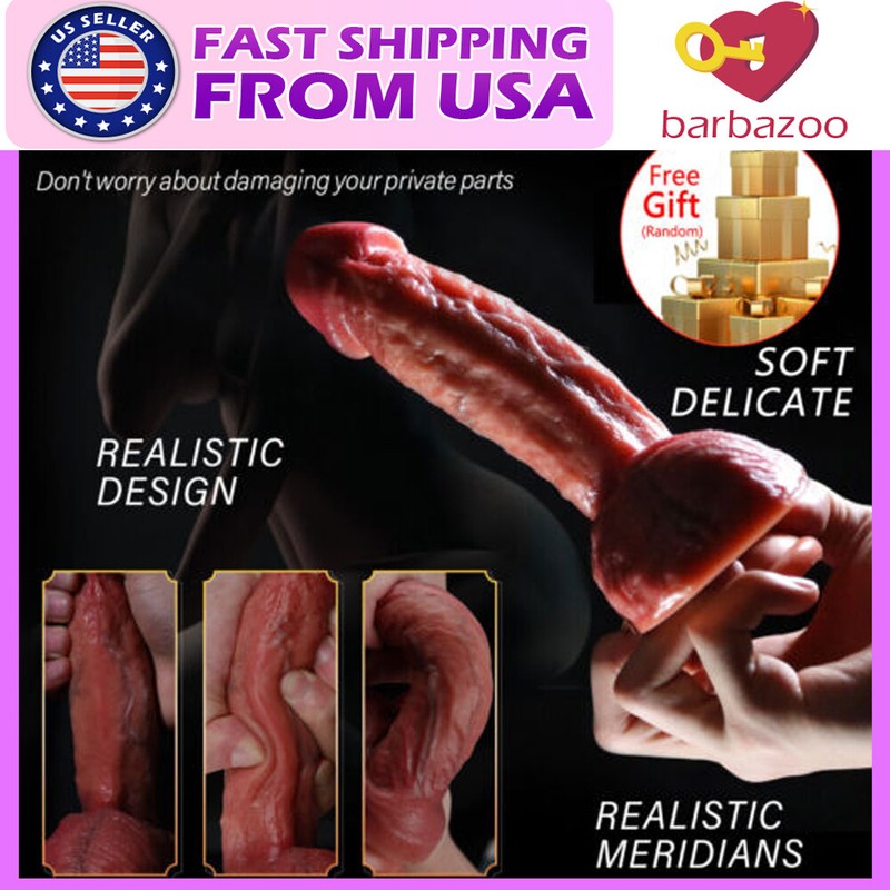 Realistic Huge Dildo Liquid Silicone Cock Suction Cup Women Sex Toys Thick-Dong