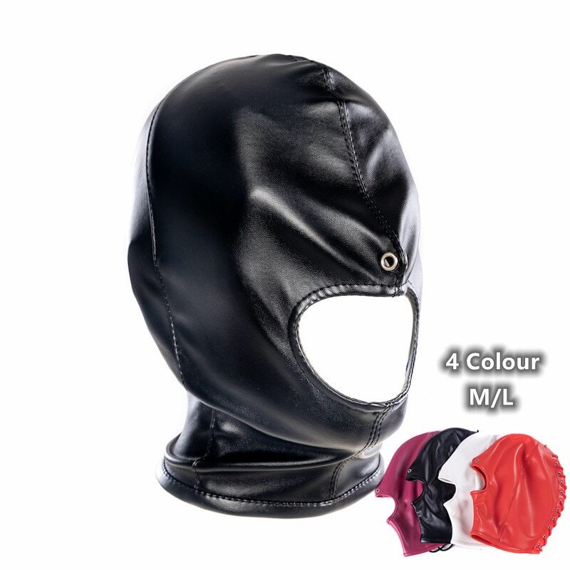 Leather Padded Hood Mask Blindfold Head Harness Restraint Mask BDSM Bondage gallery