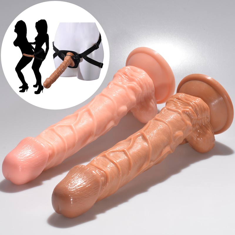9 »/10 » Realistic Dildo Couple Strap-on Harness Suction Cup G-spot Dong Sex Toy