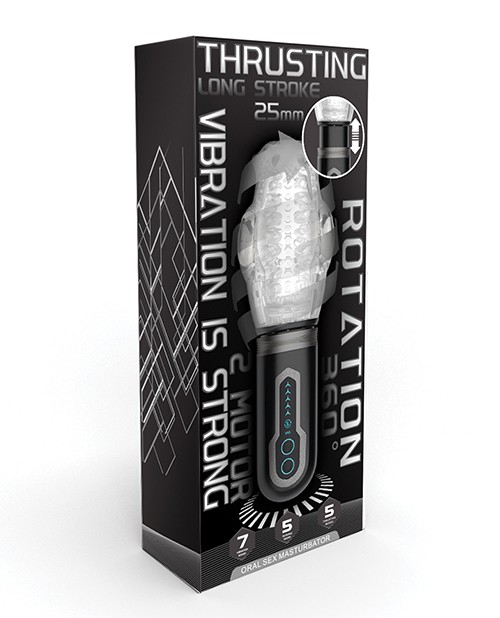 Thrusting, Vibrating & Rotating Oral Sex Masturbator- Black gallery