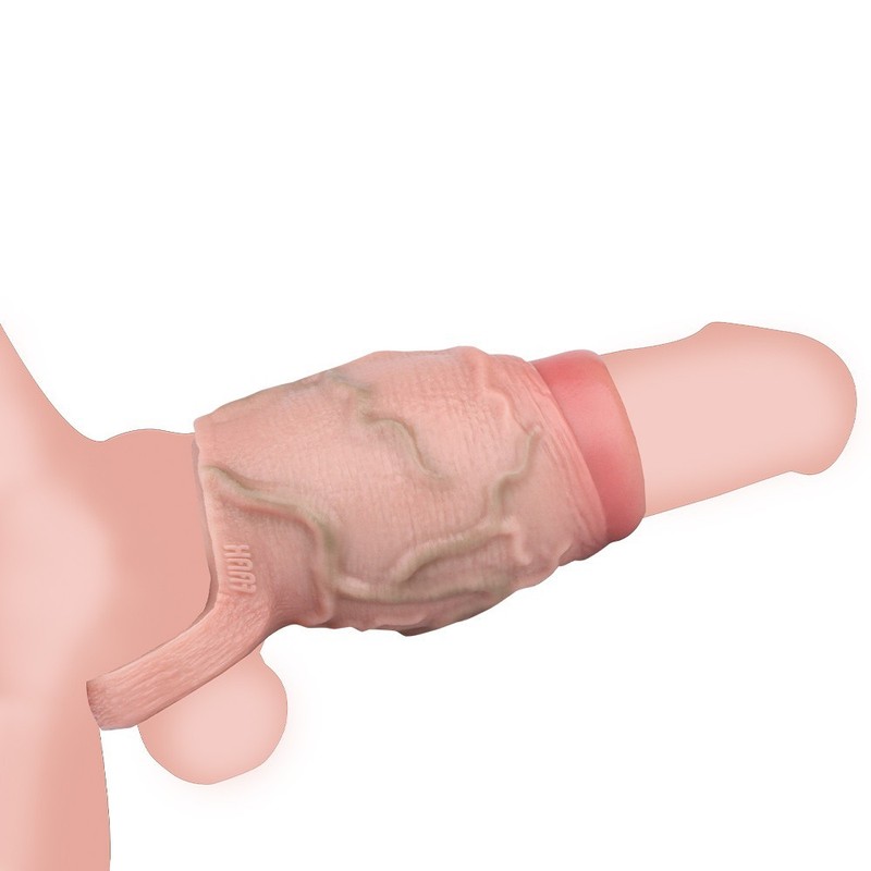 Silicone Realistic Male Penis Enlarger Sleeve Dildo Sheath Elastic Enhance Girth