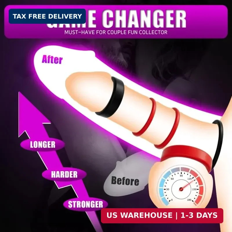 8 Pcs Penis Ring Set Sex Toys for Men, Medical Grade Silicone Cock Rings Penis S gallery
