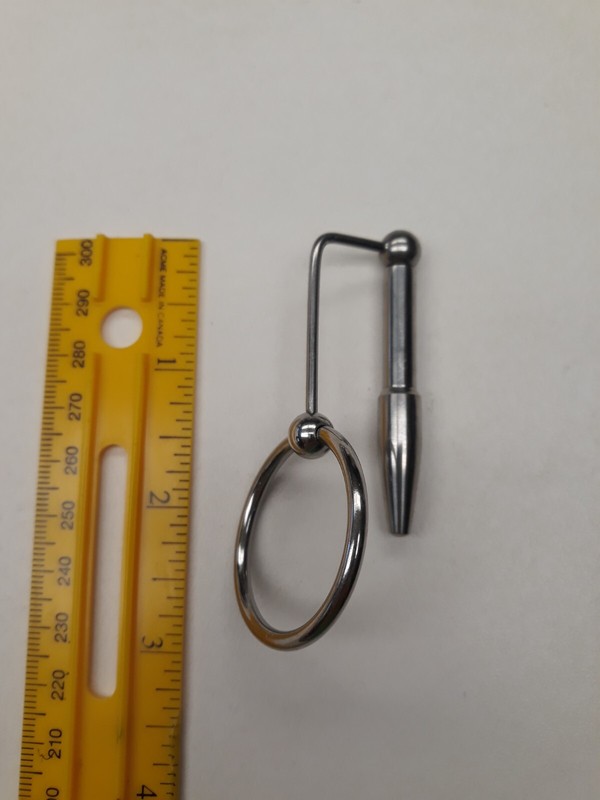Penis Plug Stainless Steel Solid 2&Prime; Length with Glans Ring