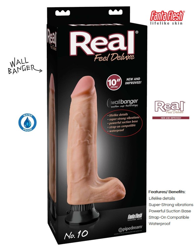 Real Feel Deluxe No 10 Wallbanger SUCTION-CUP 10&Prime; Vibrator Dildo Waterproof Vibe