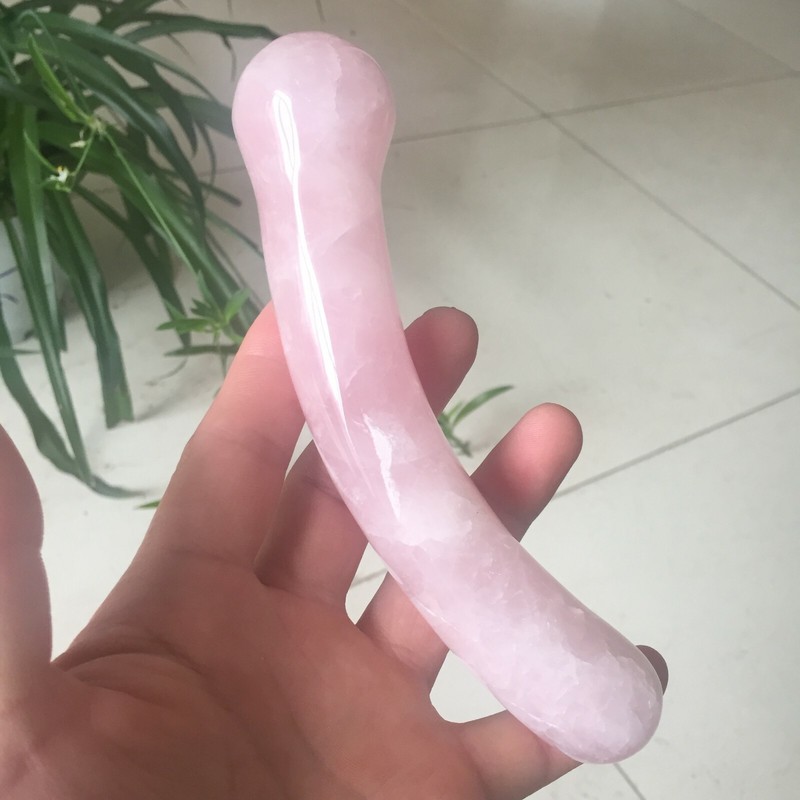 Natural Rose Quartz Massage Wand Crystal Stone Dildos For Woman Gift