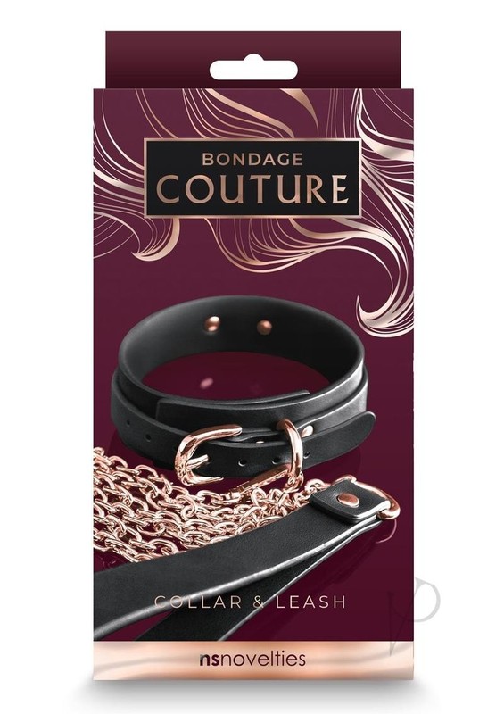 Bondage Couture PU Leather Collar and Leash – Black