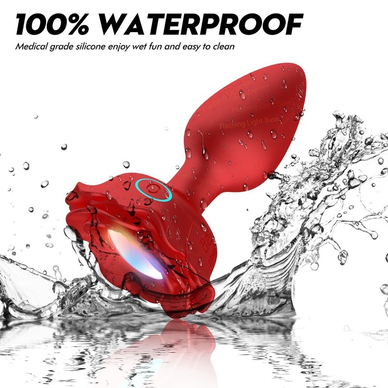 Anal Butt Plug Rose Vibrator Prostate Massager Sex Toys Women Men With LED Light gallery