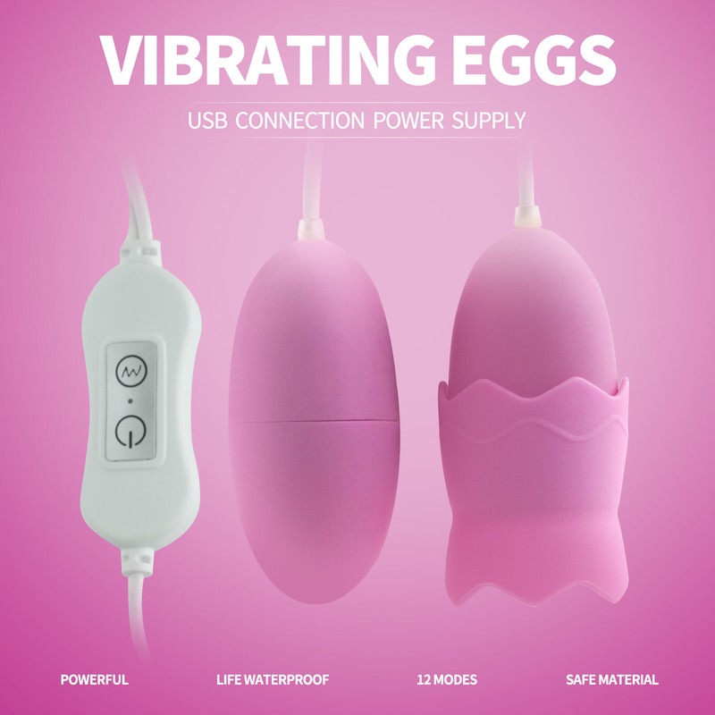 USB Powered Double Penetration Egg Dildo Clit Stimulator Vagina Massager Sex Toy gallery