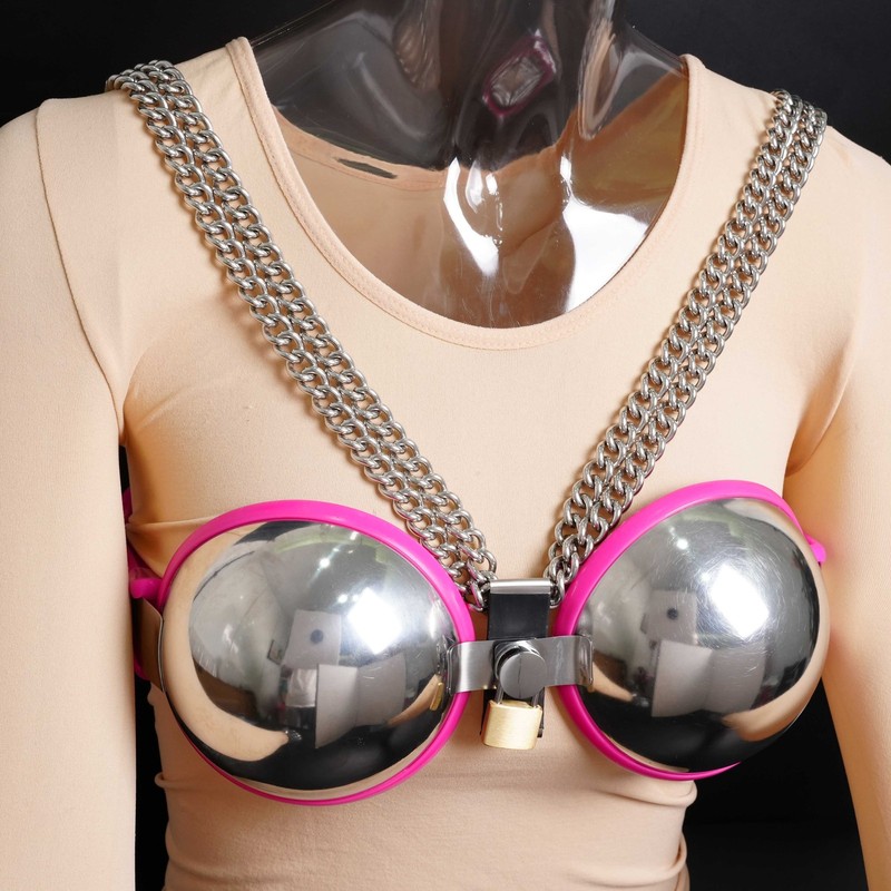 Female Adjustable Lockable Chastity Bra Metal Belt Stainless Steel BDSM Bondage gallery