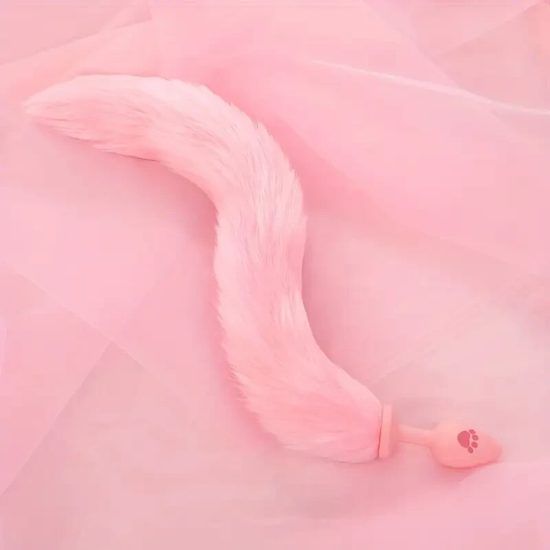 One Piece Cute Sexy Plush Pussy Tail Anal Plug Silicone Cat Paw