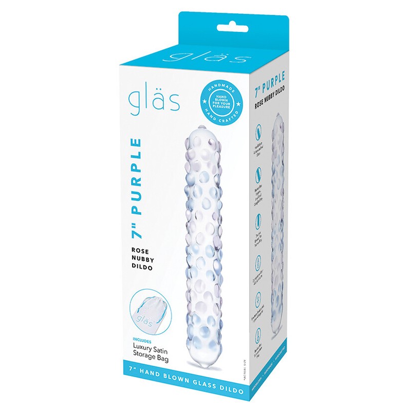 Glas Purple Rose Hand Blown Glass Nubby Textured Dildo Sex Toy Hypoallergenic gallery