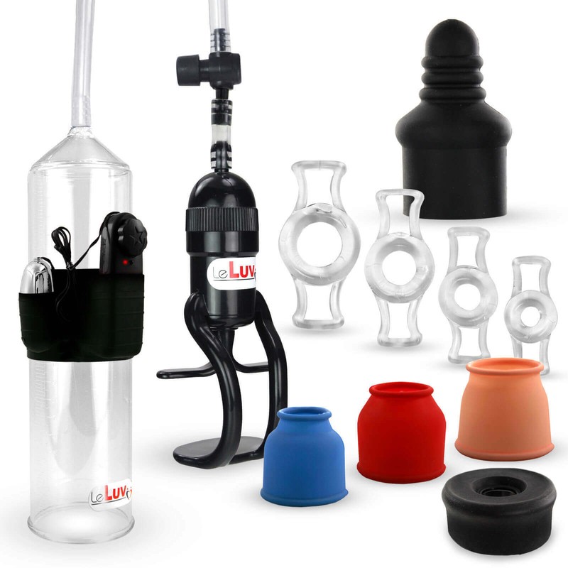 LeLuv Penis Pump with Bullet Zgrip EasyOp 4 Sleeves, Septum Seal, 4 C. Rings