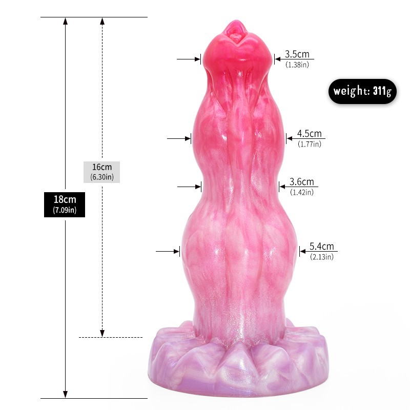 Pink Fantasy Muscle Texture Dildo Double Knots Suction Cup G-spot Adult Sex Toy