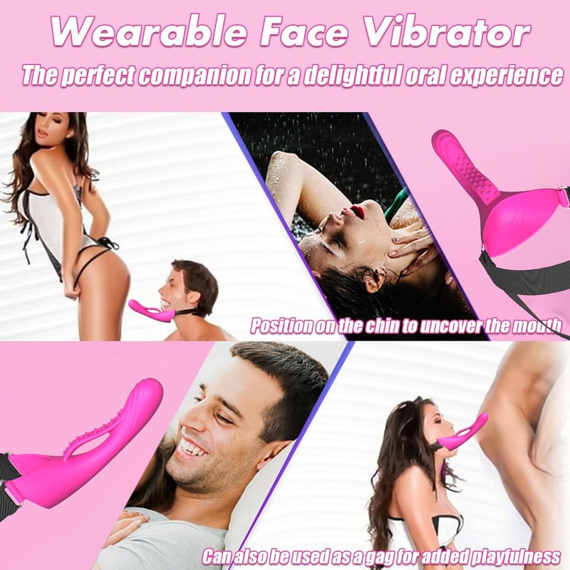 Strap-On Face Chin Harness Vibrator Dildo Wearable Head-Mounted Vibrating Oral gallery