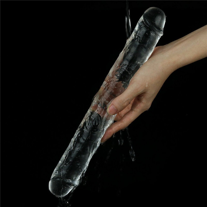 Lovetoy 12" Impecable Transparente Realista Doble Consolador Dong DP Penetraton gallery
