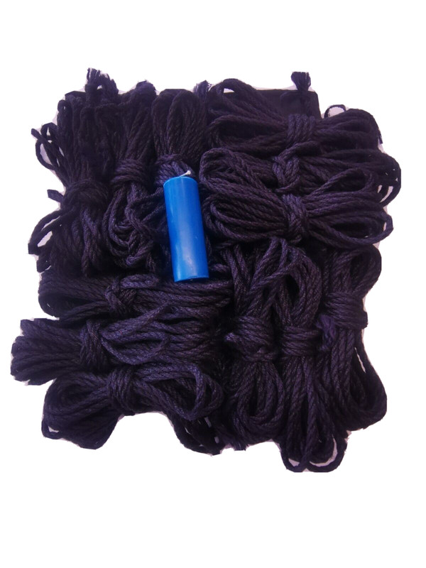 Set shibari jute rope 12*26 ft BDSM Bondage deep blue Blindfold wax restraint