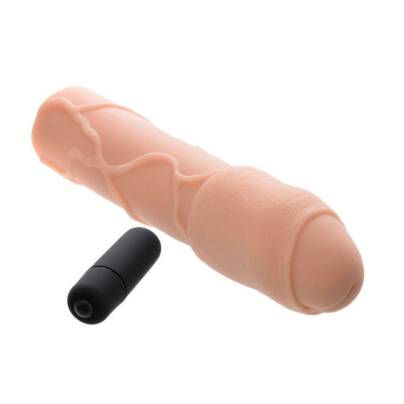 Vibrating Uncircumcised Add 3&Prime; Cock Penis Extender Extension Sleeve Sheath