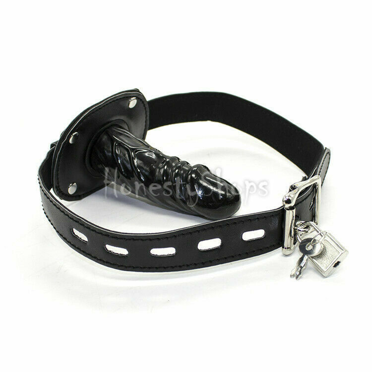 PU Leather Open Mouth Oral Gag Deep Throat Dildo Plug Slave Adult Sex Toy Device gallery
