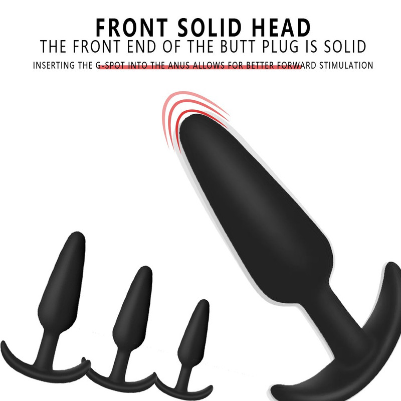3 PCS Black Silicone Anal Butt Plug Set Trainner Expander Kit G-spot SexToys gallery