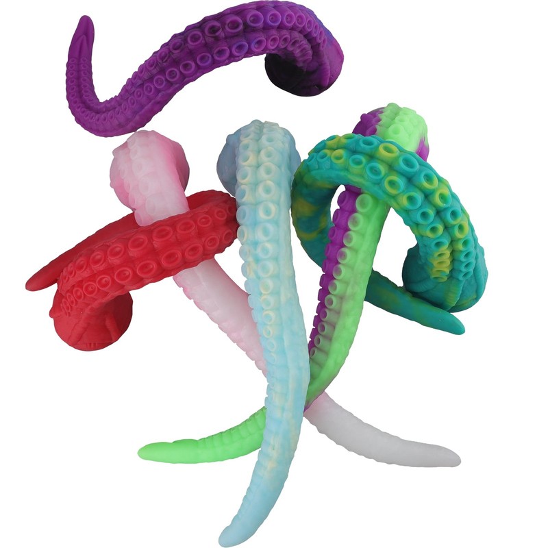 17.7'' Liquid Silicone Tentacle Dildo Anal Plug, Huge Fantasy Octopus Tentacl...