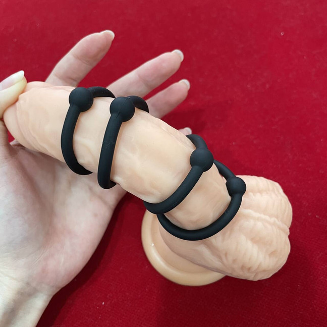 4PCS Cock Ring Silicone Super Stretchy Strong Stay Harder Penis Rings Sex Toys