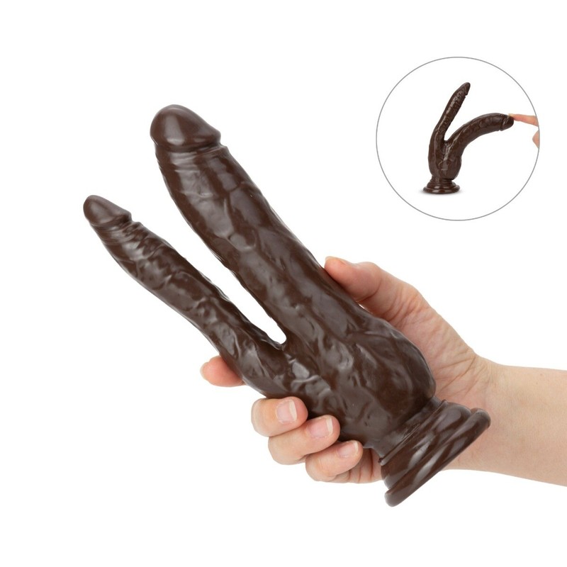 Black Realistic Vaginal Anal Dual Double Penetration Dildo Dong Sex Toys gallery