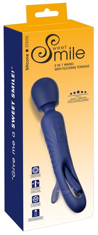 2in1 Blue Silicone Snap Tongue Massage Wand – Sweet Smile