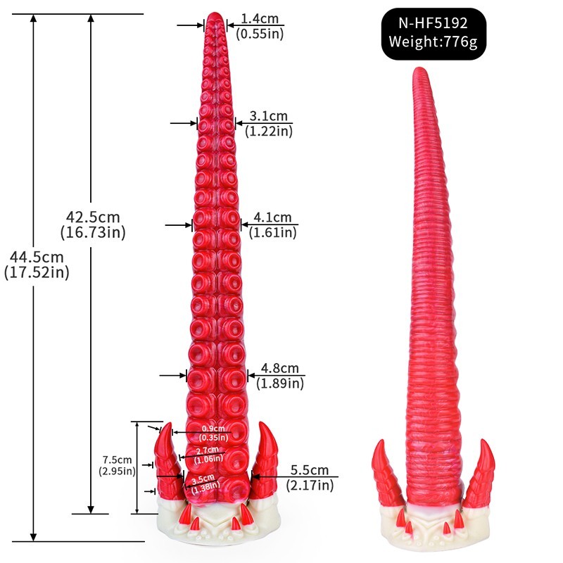 Fantasy Dildo Red Octopus Tentacle Design with Textured Suckers Couple Sex Game