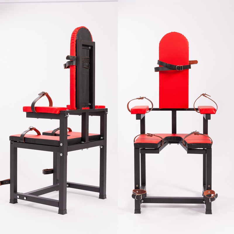 Queen Bondage Restraint Chair – Punishment Furniture w/Handcuffs Footcuffs BDSM