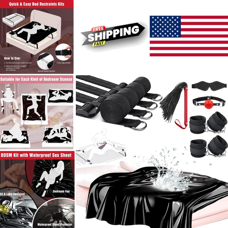 Easy Carry BDSM Bed Restraints with Waterproof Protection for Couples