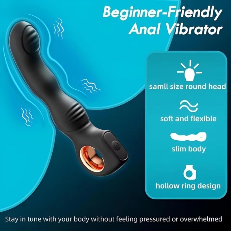 Beginner Prostate Massager Vibrator Hollow Ring Anal Vibrator Butt Plug Sex Toys gallery