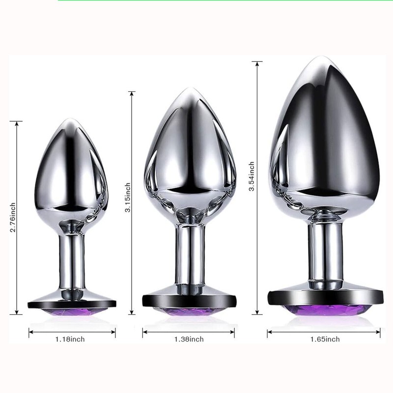 3Pcs Anal Butt Plug Sex Toys Set HEART STAINLESS Men Women Couple Metal Dildo gallery