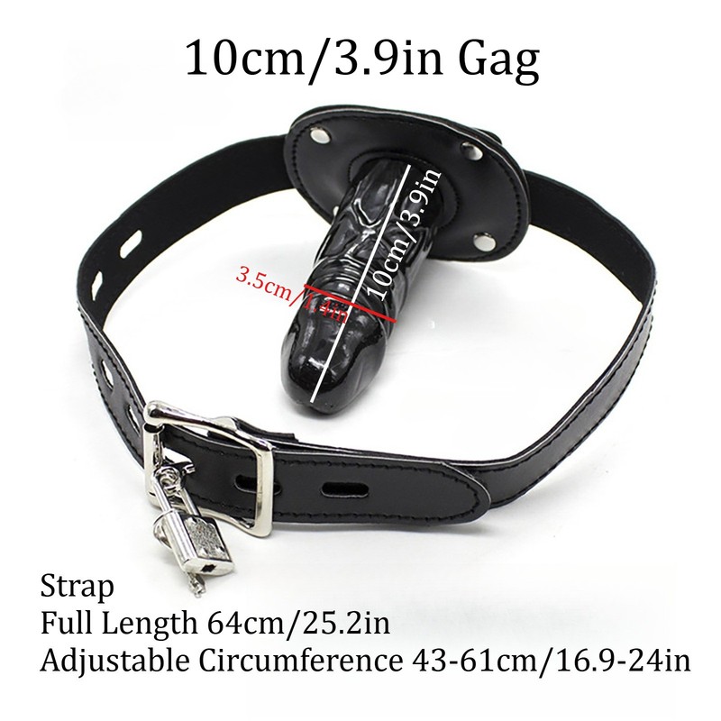 Silicone Dildo Gag Penis Plug Mouth Gag Restraints PU Harness Strap Sex Toy BDSM gallery