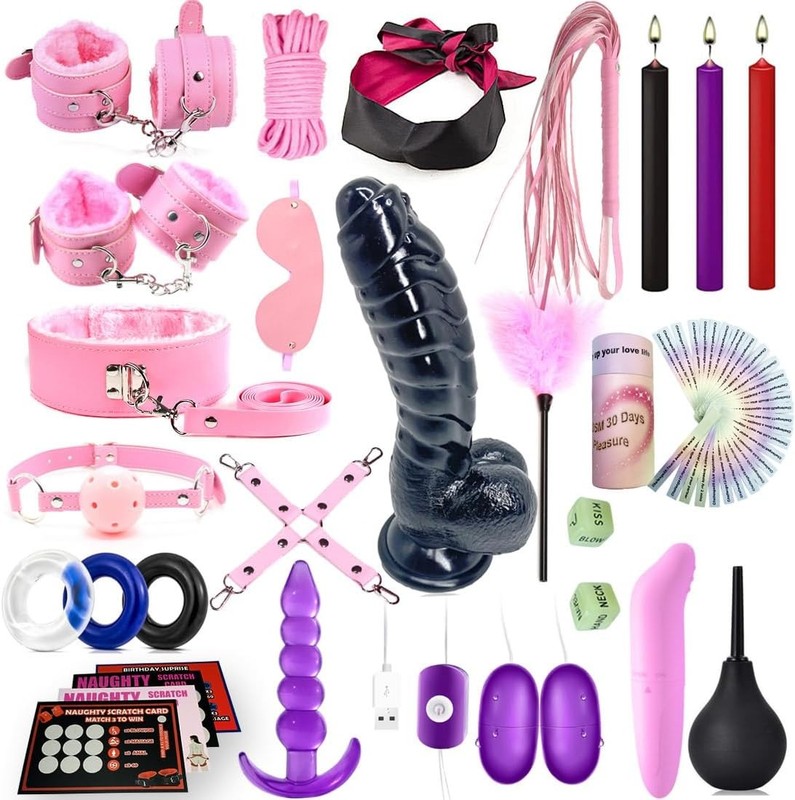 29PCS Sex BDSM Bondage Restraints Kit, Sex Toys Set, Dildo Anal Plug SM Adult Ga