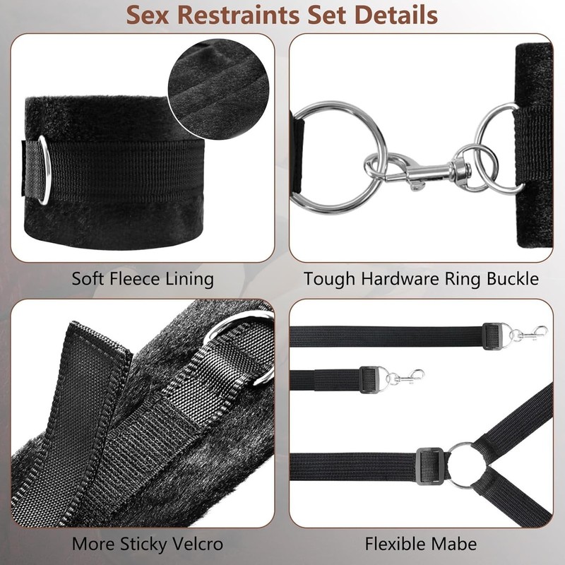 Couples Sex Restraint Kit with Adjustable Straps and Comfortable Handcuffs gallery