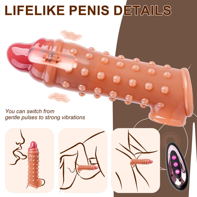 Male Vibrator Cock Girth Enlarger Enhancer Penis Extension Extender Sleeve Men gallery