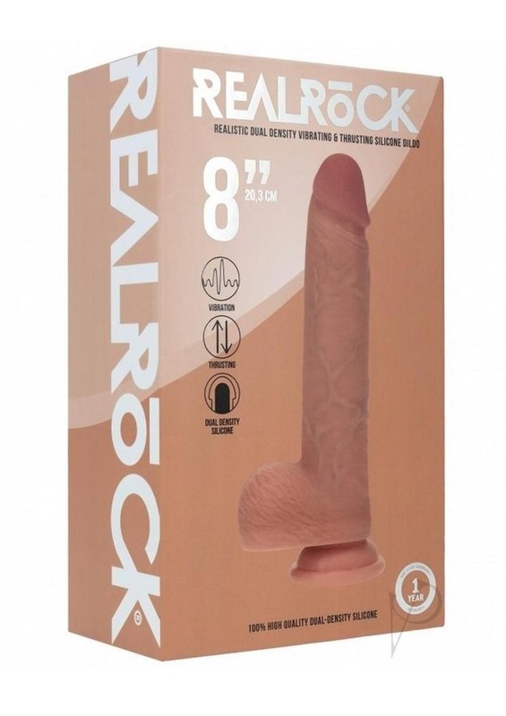 RealRock Dual Layered Silicone Realistic Vibrating Thrusting Dildo with Balls