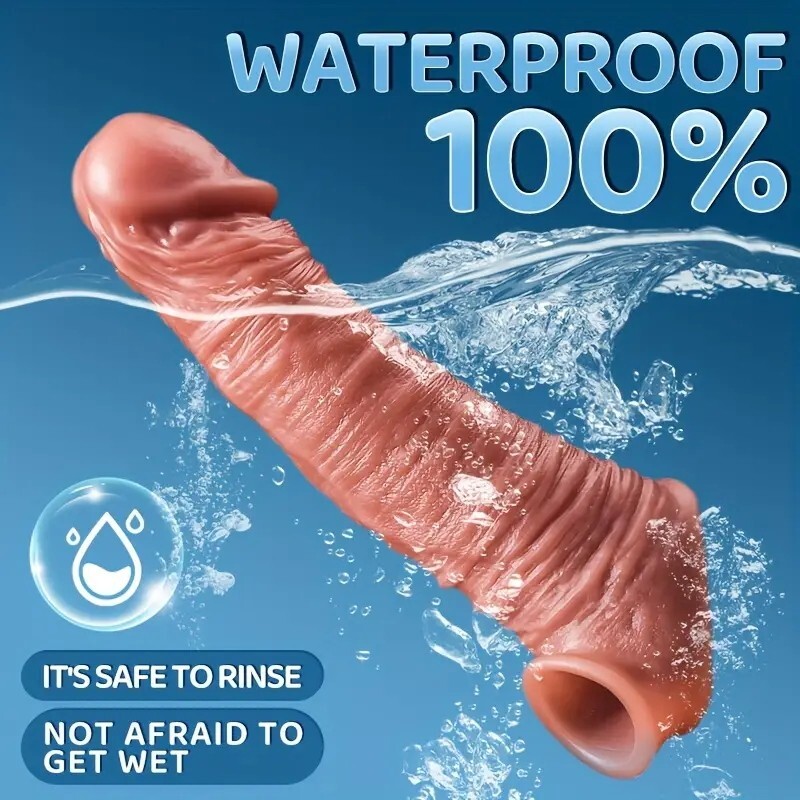8"Realistic Extra Long Male Penis Extension Sleeve Extender Lifelike Cock Sheath gallery