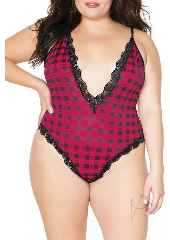 Pink Pussycat Plaid Teddy – Queen – Pink/Black