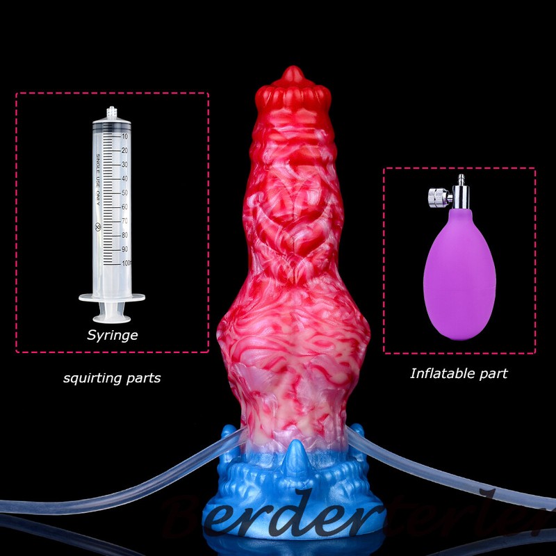 Inflatable Big Knotted Silicone Dildo Ejaculating Penis With Sucker Anal Sex Toy gallery