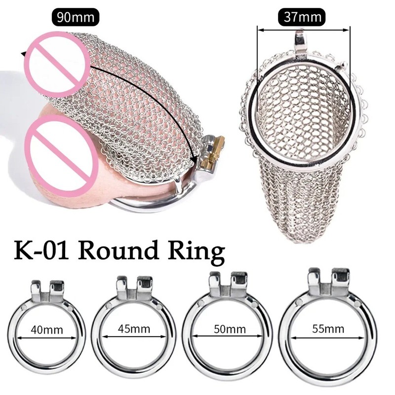 Stainless Steel Mesh Chastity Device Smooth Penis Cock Dong Cage Bondage Ring gallery