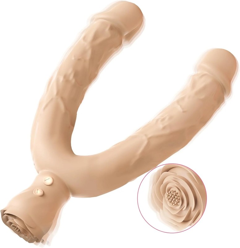 Double Dildo Lesbian Sex Toys 3 in 1 Realistic Dildo for 10 Vibrating Modes, Adu