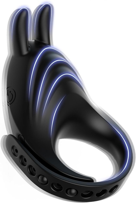 Vibrating Cock Ring Sex Toys – Rabbit Penis Ring Vibrator Sex Toys for Men Black