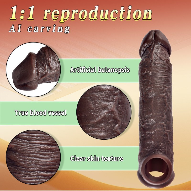 Male Cock Girth Enlarger Long Penis Extension Extender Sheath Sleeve Couple Sex gallery