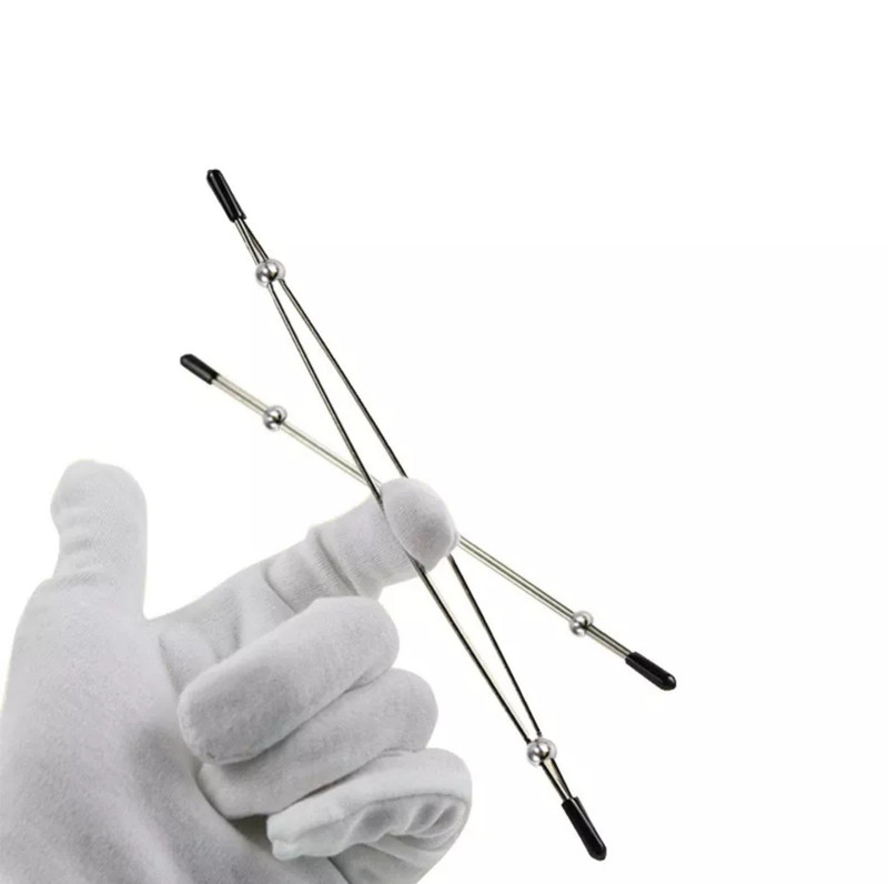 Abacus Vice Double Bar Bell Pincher Clitoris Labia Nipple Frenulum Tongue 1 Pair