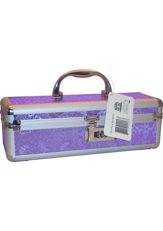 Lockable Vibrator Case with Handle To Hold Sex Toys Small Purple PVC Covering