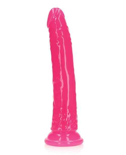 Shots RealRock 9&Prime; Slim Dildo Glow in the Dark – Neon Pink